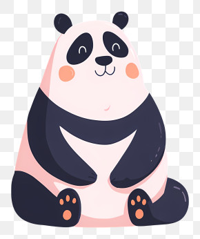 Cute Sitting Pink Panda PNG