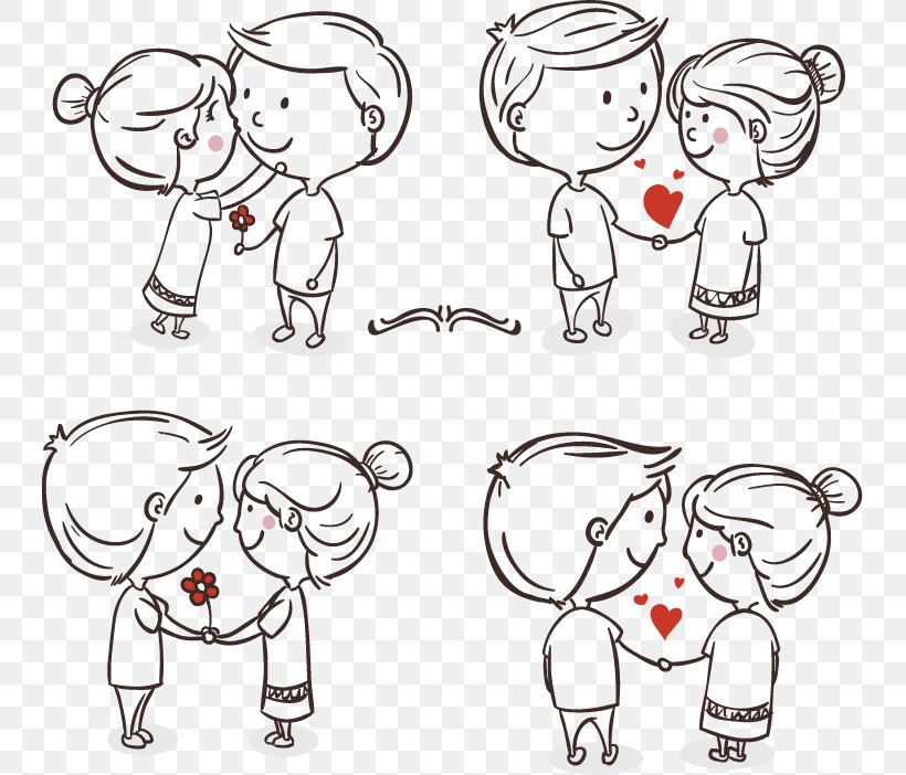 Drawing Romance Love Couple Cartoon, PNG, 743x702px, Watercolor, Cartoon,  Flower, Frame, Heart Download Free