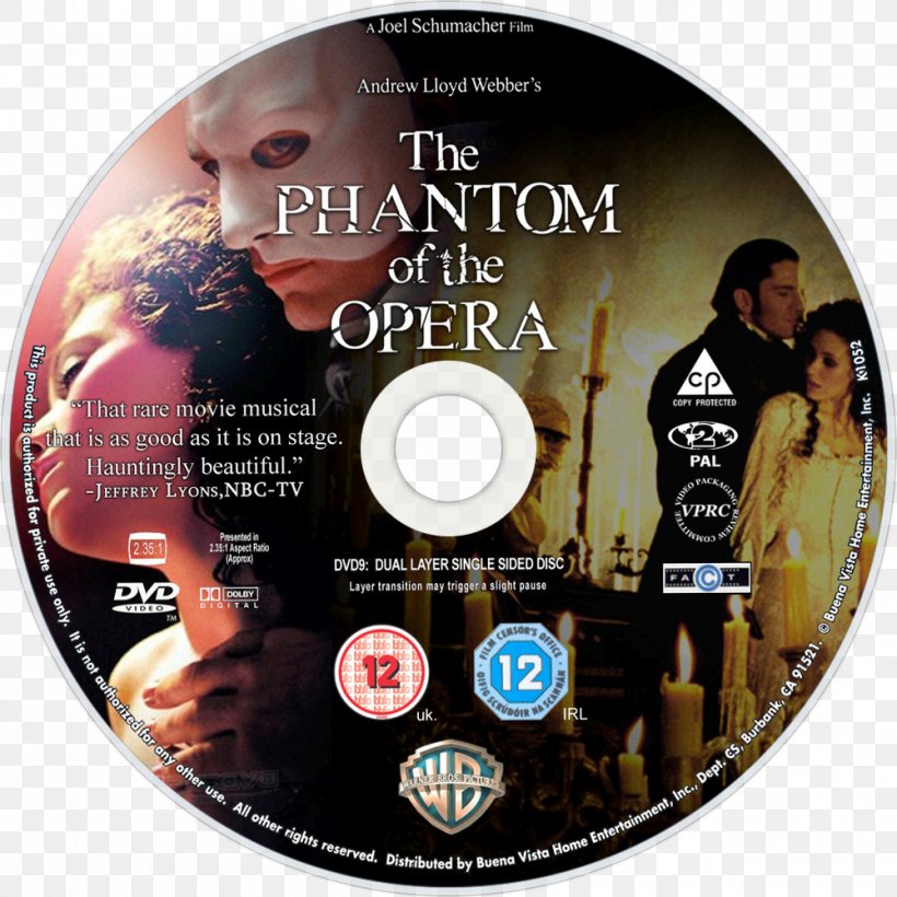 The Phantom Of The Opera DVD Film Poster, PNG, 1000x1000px, Phantom Of The Opera, Art, Compact Disc, Disk Image, Dvd Download Free