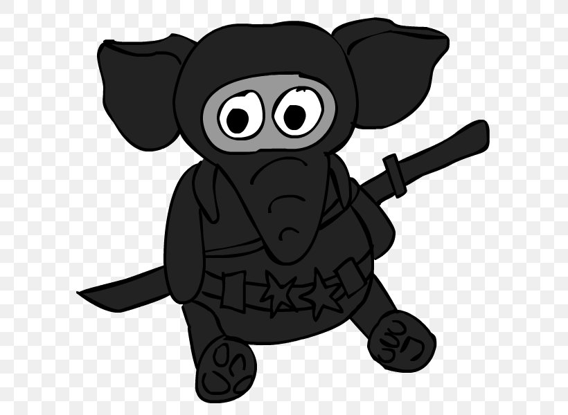 Elephantidae Drawing Ninja Mammal, PNG, 600x600px, Elephantidae, Black, Black And White, Caricature, Carnivoran Download Free