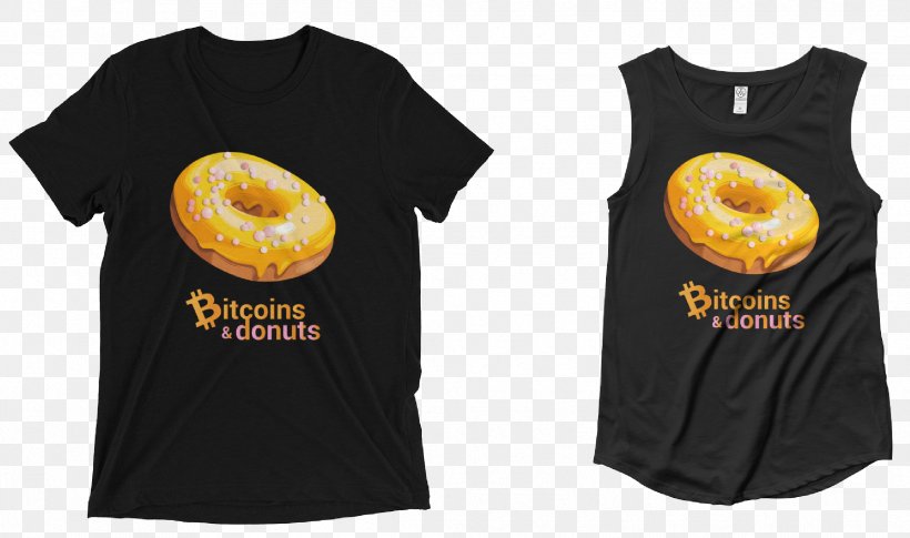 T-shirt Donuts Bitcoin Cryptocurrency CryptoCoinsNews, PNG, 2391x1416px, Tshirt, Bitcoin, Brand, Cryptocoinsnews, Cryptocurrency Download Free