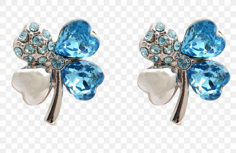Earring Four-leaf Clover Jewellery, PNG, 932x608px, Earring, Aqua, Blue, Body Jewelry, Body Piercing Jewellery Download Free