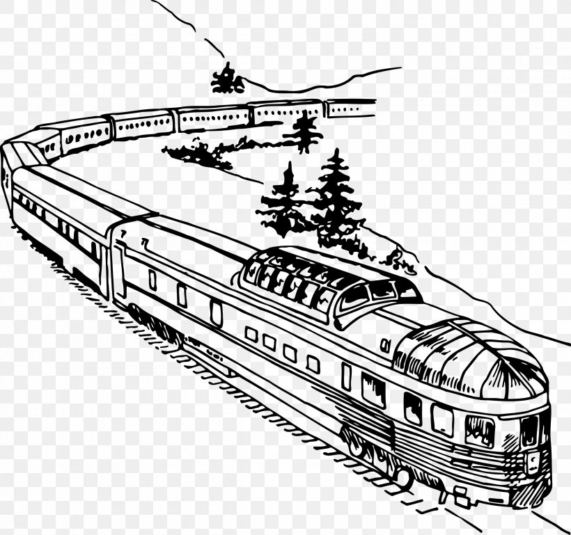 Train Clip Art, PNG, 2400x2252px, Train, Artwork, Black And White, Boat, Boating Download Free