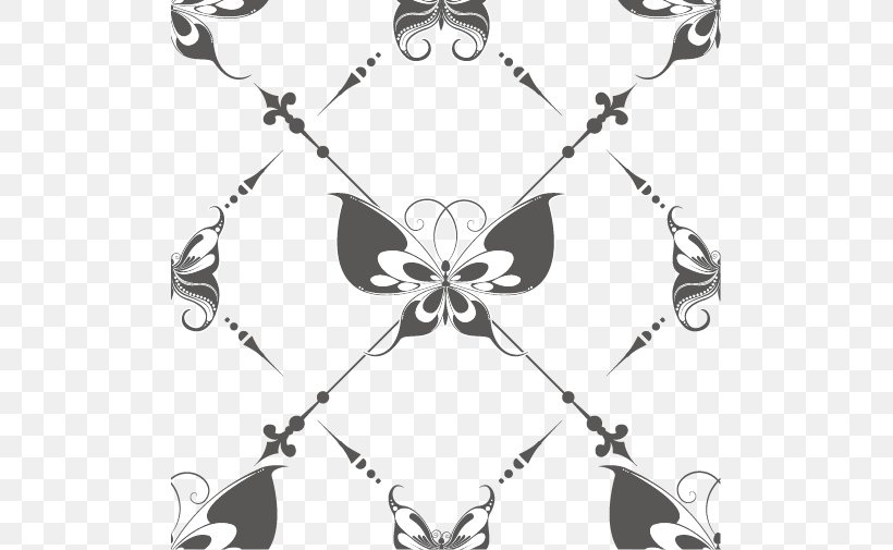 Butterfly Black And White Clip Art, PNG, 505x505px, Butterfly, Area, Artwork, Black, Black And White Download Free