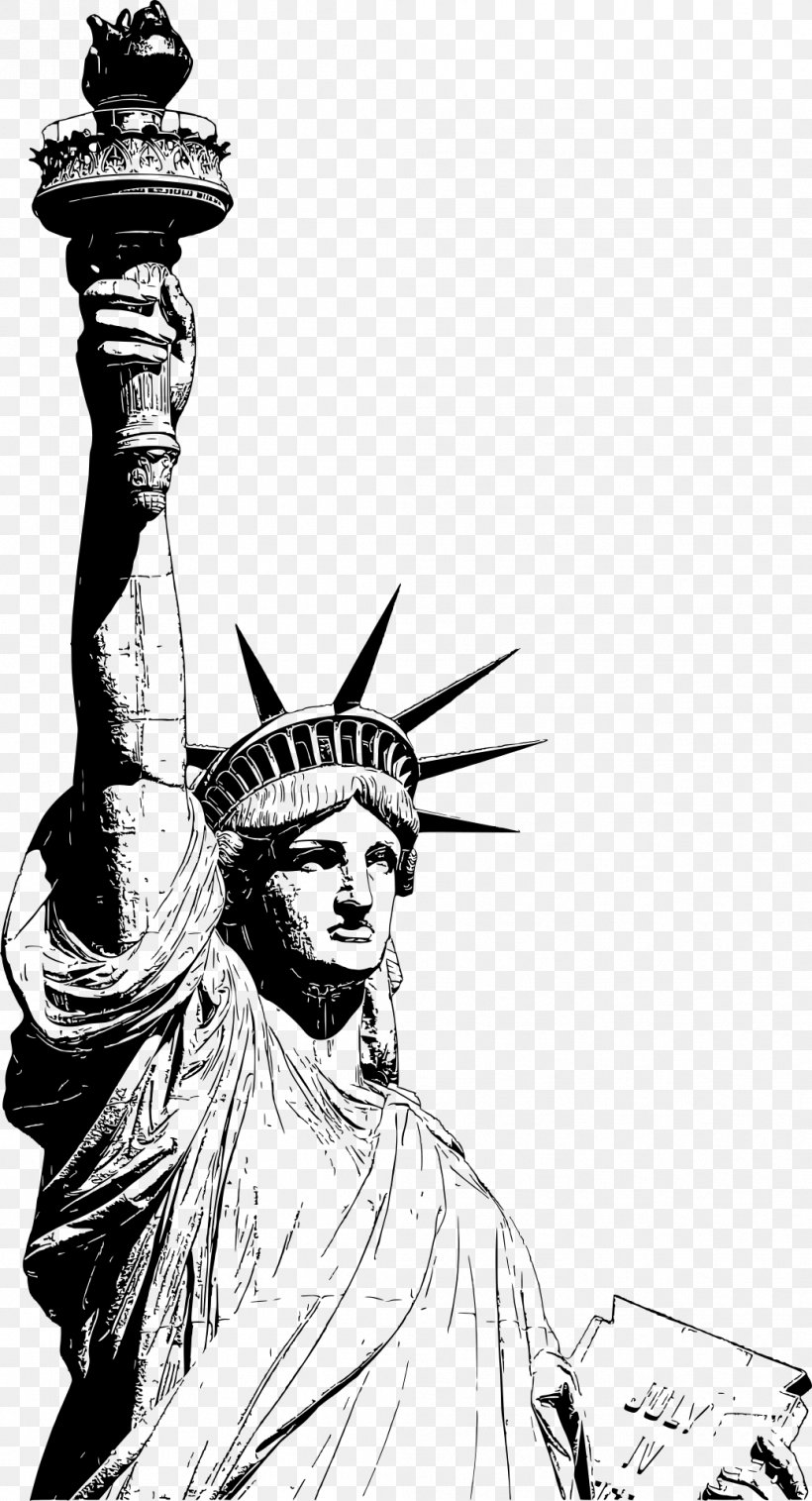Statue Of Liberty National Monument Drawing Line Art Vitruvian Man, PNG, 1039x1920px, Statue Of Liberty National Monument, Art, Artist, Blackandwhite, Cartoon Download Free