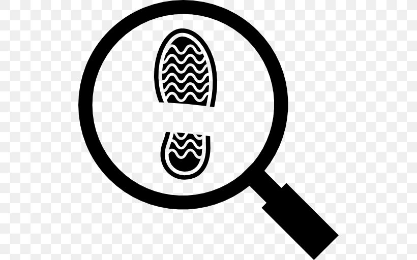 Magnifying Glass Footprint Printing Magnifier, PNG, 512x512px, Magnifying Glass, Area, Black And White, Brand, Footprint Download Free