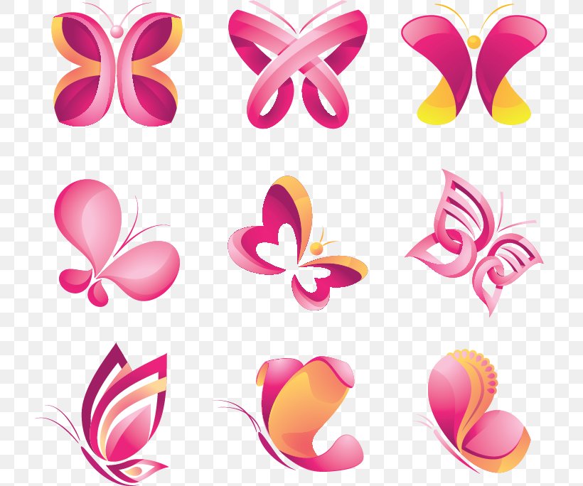 Butterfly Logo Graphic Design, PNG, 721x684px, Butterfly, Color, Creativity, Flower, Heart Download Free