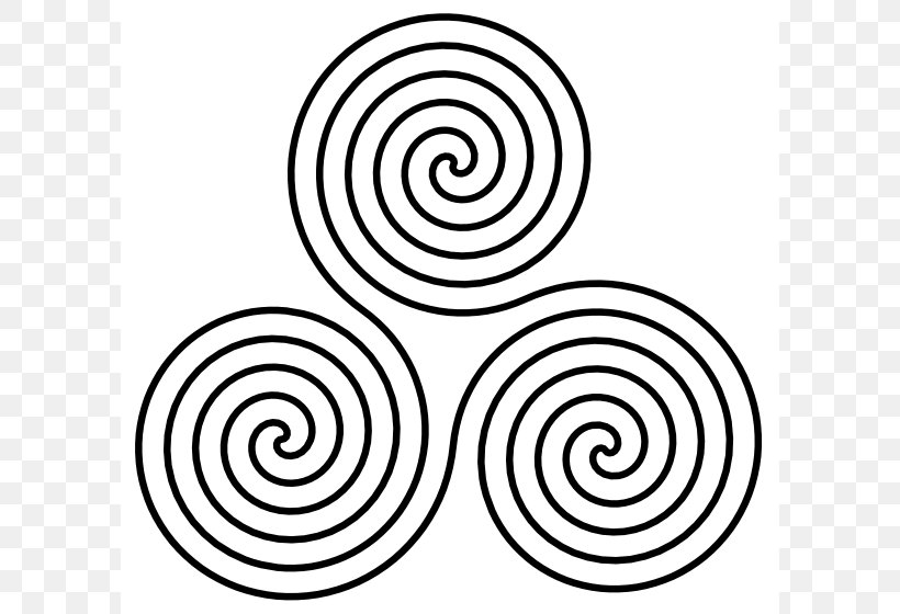 Triskelion Spiral Symbol Clip Art, PNG, 600x560px, Triskelion, Archimedean Spiral, Area, Black And White, Celtic Art Download Free