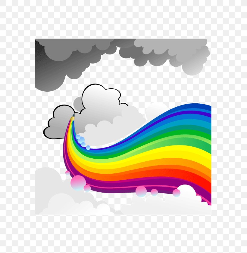 Rainbow Cloud, PNG, 595x842px, Rainbow, Clip Art, Curve, Illustration, Product Design Download Free