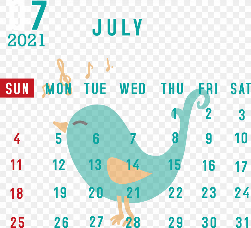 July 2021 Calendar July Calendar 2021 Calendar, PNG, 3000x2731px, 2021 Calendar, July Calendar, Beak, Calendar System, Diagram Download Free
