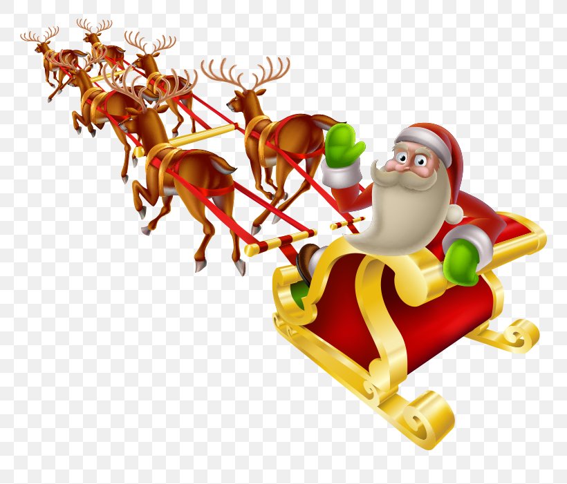 Santa Claus Reindeer Christmas Sled Clip Art, PNG, 815x701px, Santa Claus, Art, Cartoon, Christmas, Christmas Card Download Free