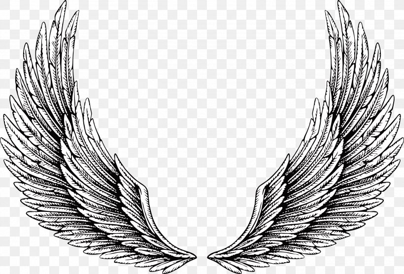 Tattoo Wing Illustration, PNG, 2534x1721px, Royalty Free, Art, Black And White, Drawing, Monochrome Download Free