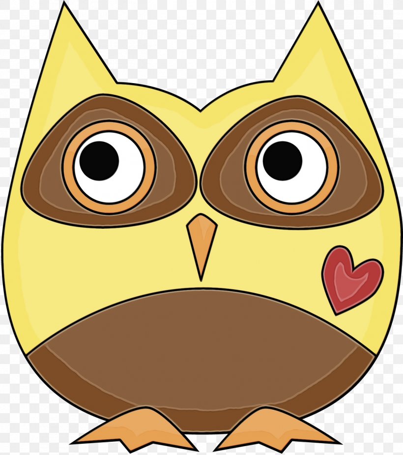 Owl Cartoon Clip Art Yellow Bird, PNG, 1363x1538px, Watercolor, Bird, Bird Of Prey, Cartoon, Eastern Screech Owl Download Free
