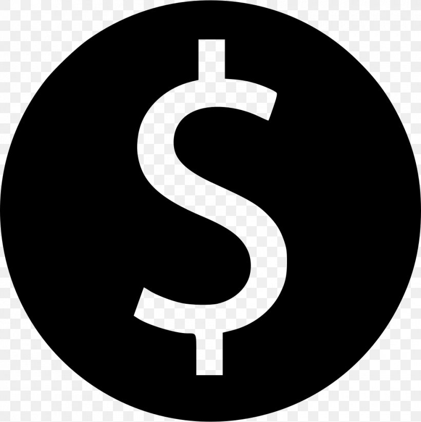 Dollar Sign United States Dollar Currency Symbol Dollar Coin, PNG, 980x982px, Dollar Sign, Area, Black And White, Brand, Character Download Free