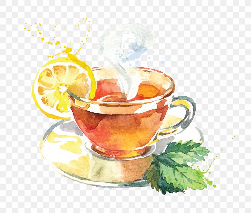 Green Tea Flowering Tea Watercolor Painting, PNG, 2571x2183px, Tea, Black Tea, Cocktail, Cocktail Garnish, Cup Download Free