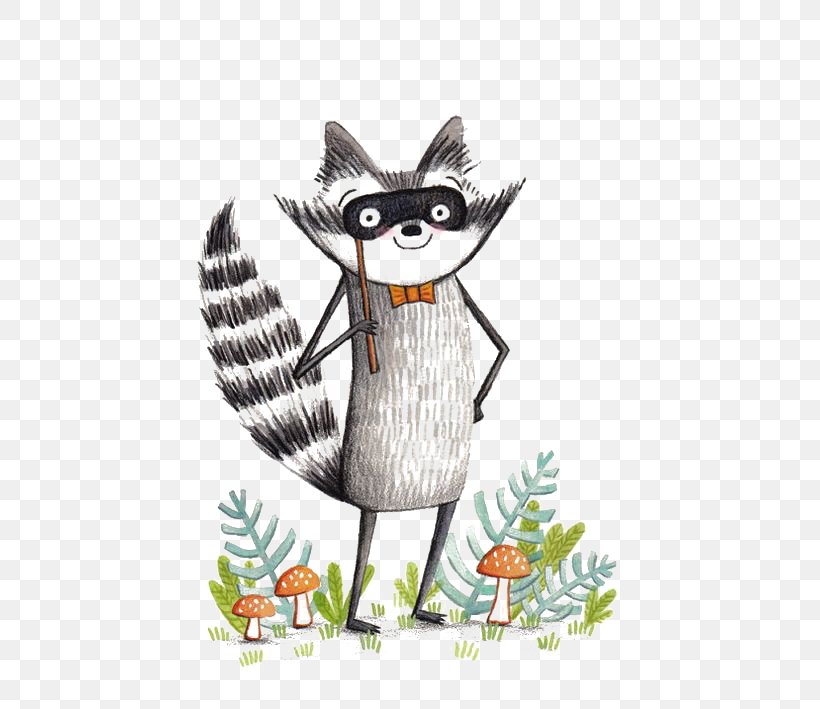 Raccoon Coyote Cartoon Illustration, PNG, 564x709px, Raccoon, Animal, Art, Cartoon, Cat Download Free