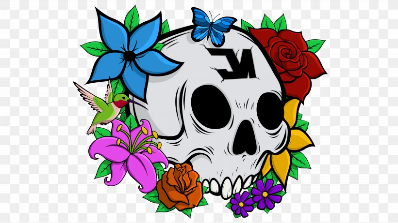 Skull Flower Clip Art, PNG, 3840x2160px, Skull, Art, Bone, Flora, Flower Download Free