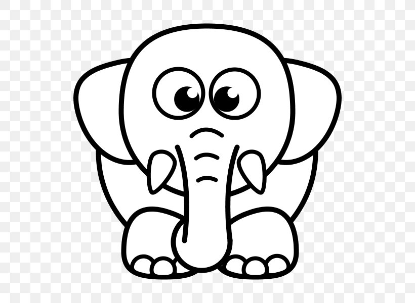 Elephant, PNG, 600x600px, White, Black, Cartoon, Elephant, Face Download  Free