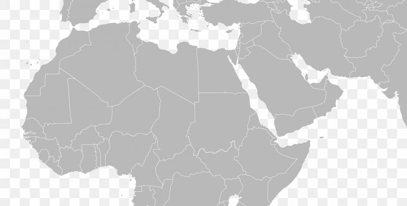 North Africa Central Africa Middle East East Africa Blank Map, PNG, 2000x1015px, North Africa, Africa, Black And White, Blank Map, Border Download Free