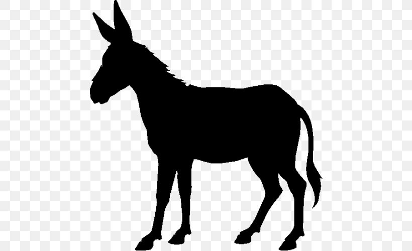 Donkey Silhouette Drawing Clip Art, PNG, 500x500px, Donkey, Black And White, Bridle, Cartoon, Colt Download Free