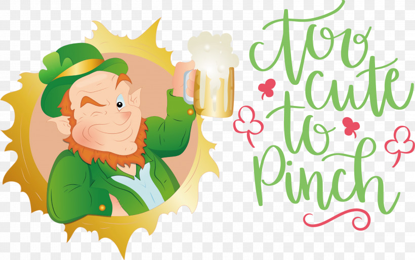 Too Cute_to Pinch St Patricks Day, PNG, 2999x1886px, St Patricks Day, Clover, Fourleaf Clover, Leaf, Luck Download Free