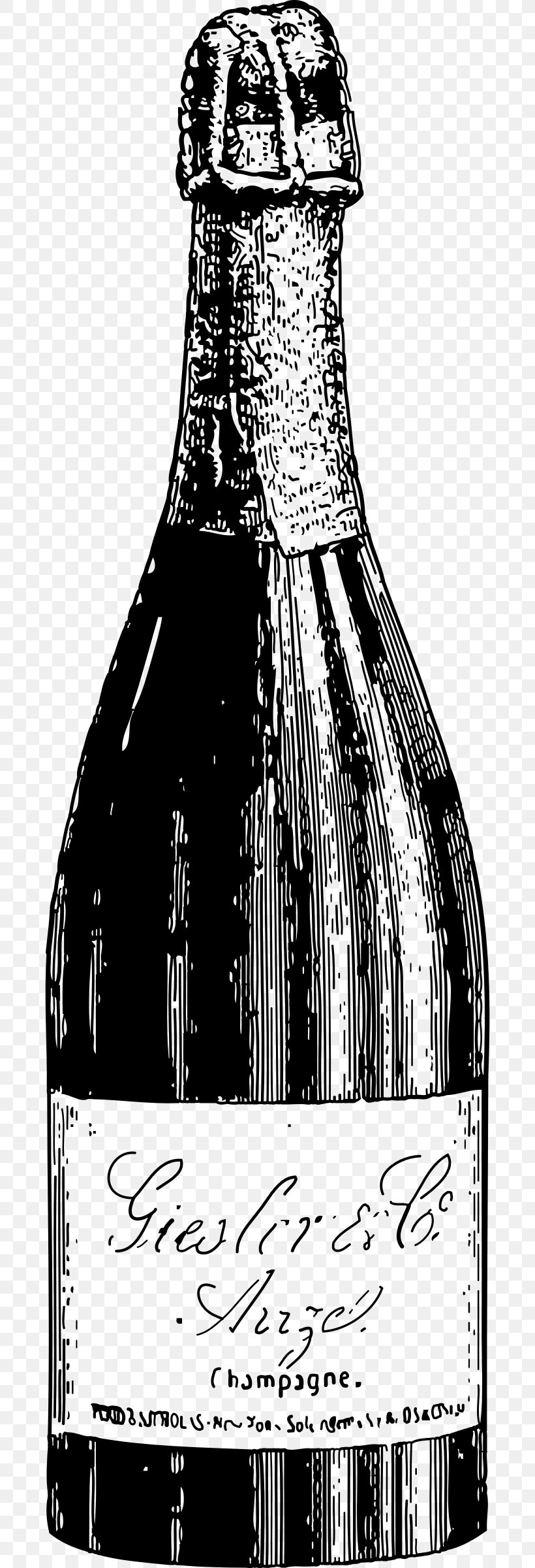 Champagne White Wine Bottle Clip Art, PNG, 682x2400px, Champagne, Beer Bottle, Black And White, Bottle, Champagne Glass Download Free
