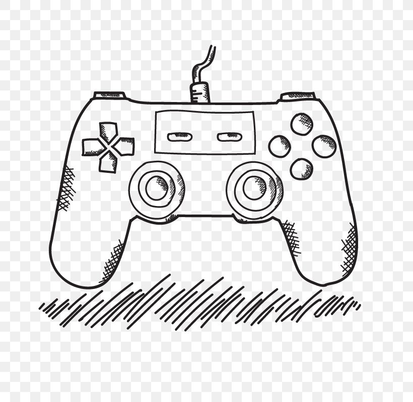 Xbox 360 Controller Game Controller PlayStation 4 Drawing Video Game, PNG, 800x800px, Playstation 4, All Xbox Accessory, Black, Black And White, Brand Download Free