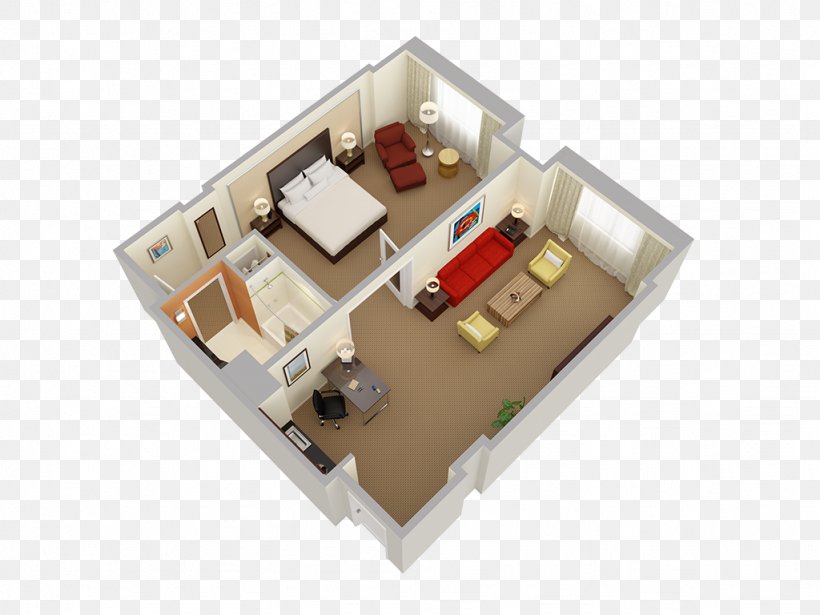3D Floor Plan Bedroom House Plan Hotel Suite, PNG