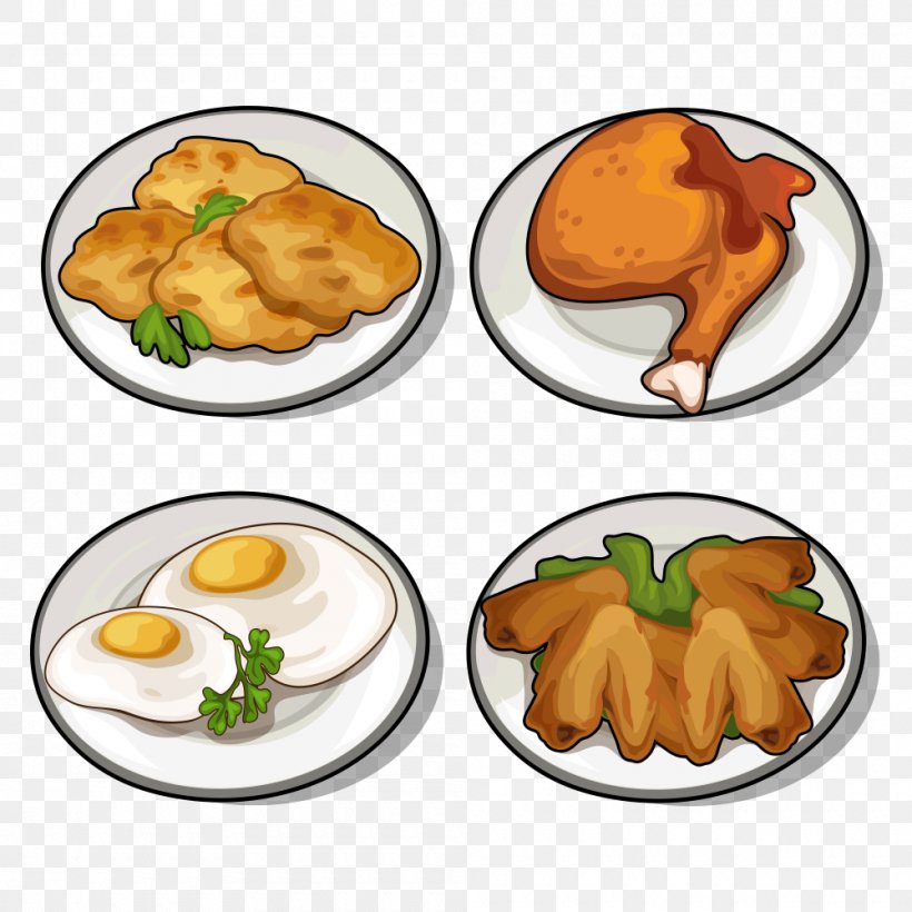 Fried Chicken Fried Egg French Fries Chicken Thighs, PNG, 1000x1000px,  Chicken, Cartoon, Chicken Thighs, Chicken Wing,