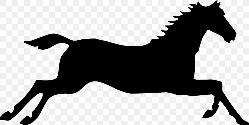 Mustang Canter And Gallop Arabian Horse Clip Art, PNG, 2296x1158px, Mustang, Arabian Horse, Black, Black And White, Bridle Download Free