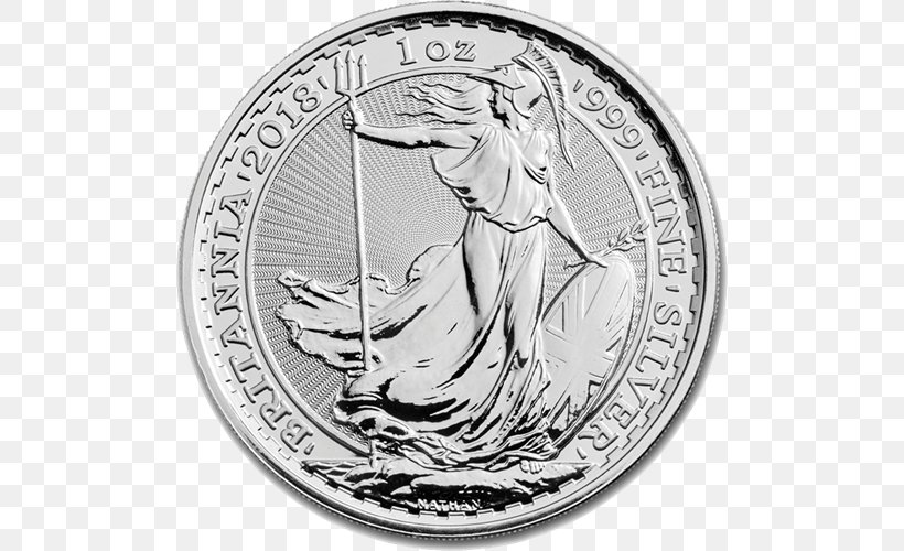 Royal Mint Britannia Silver Bullion Coin, PNG, 500x500px, Royal Mint, Black And White, Britannia, Britannia Silver, Bullion Download Free