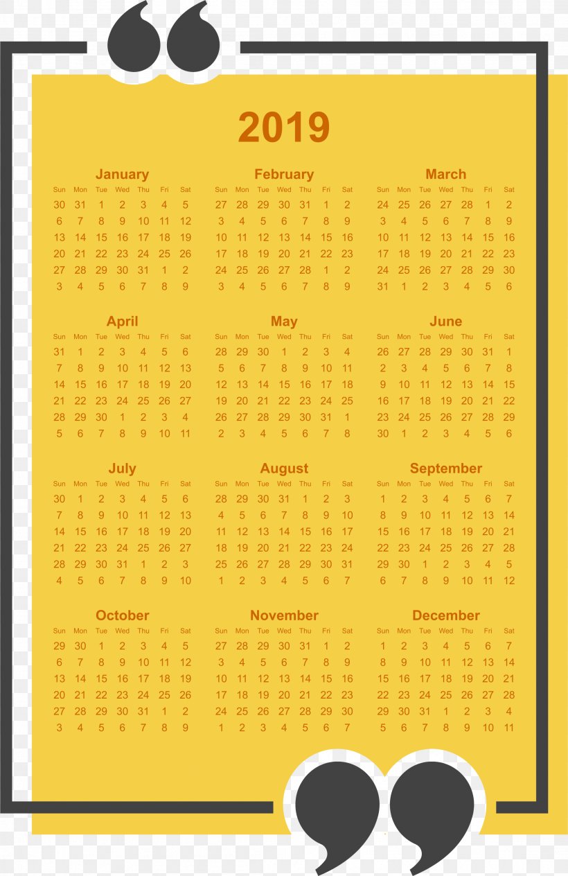 Simple 2019 Calendar With Holidays Printable Free., PNG, 2199x3392px, Calendar Download Free