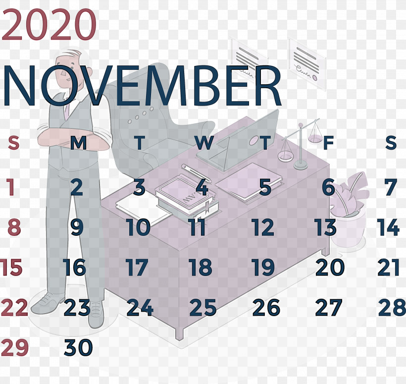 November 2020 Calendar November 2020 Printable Calendar, PNG, 3000x2838px, November 2020 Calendar, Angle, Area, Line, Meter Download Free