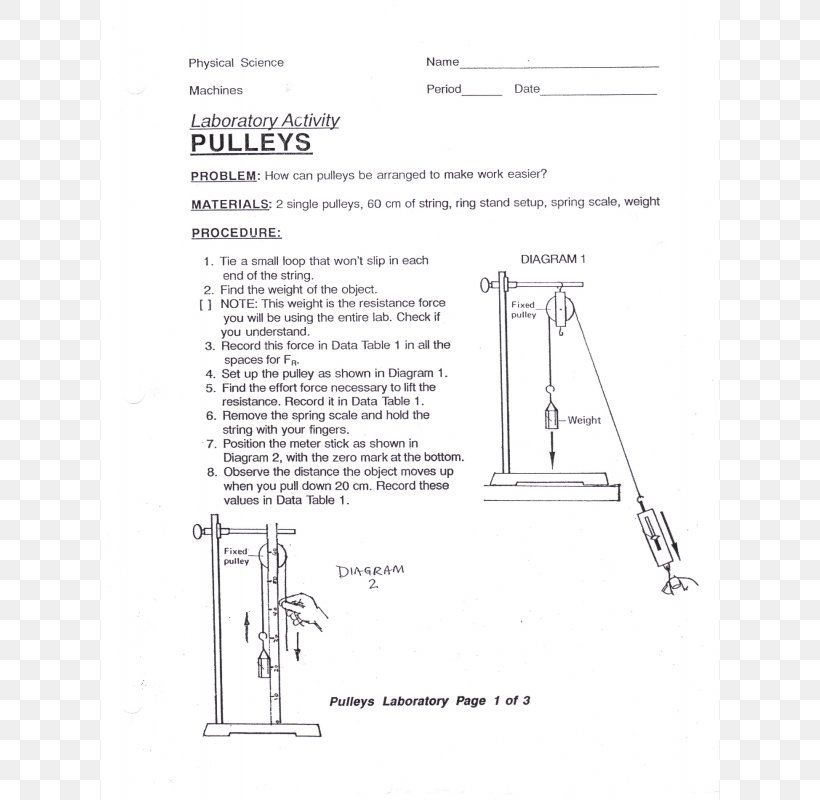 Pulley Simple Machine Laboratory Paper Science, PNG, 800x800px, Pulley, Area, Black And White, Diagram, Drawing Download Free