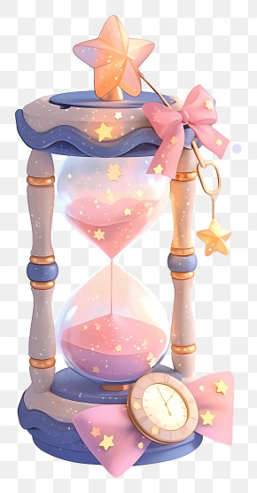 Elegant Hourglass - Magical Pink Hourglass With Bow PNG
