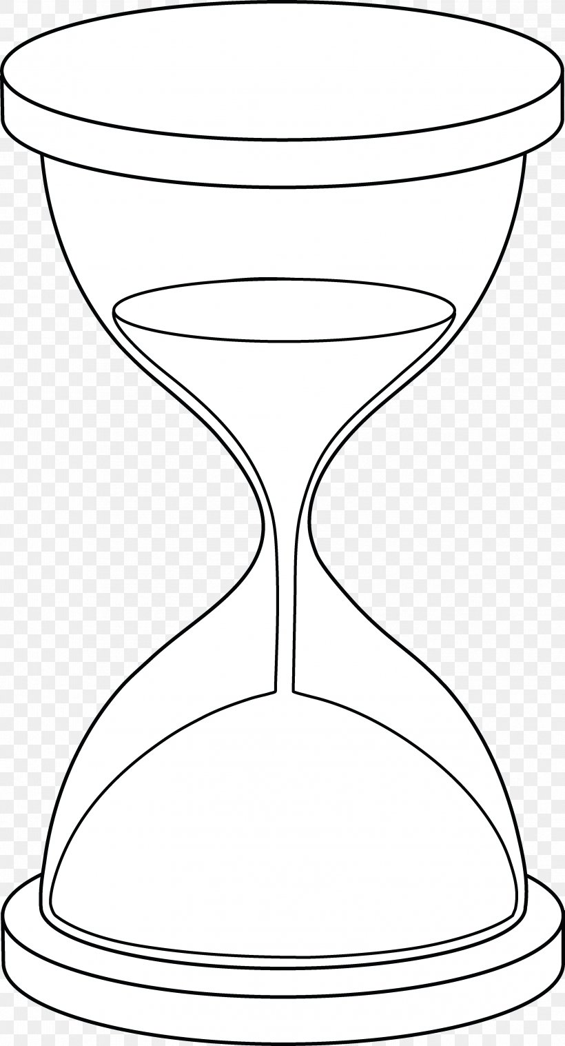 Hourglass Coloring Book Drawing Clip Art, PNG, 3353x6204px, Hourglass, Area, Black And White, Champagne Stemware, Clock Download Free