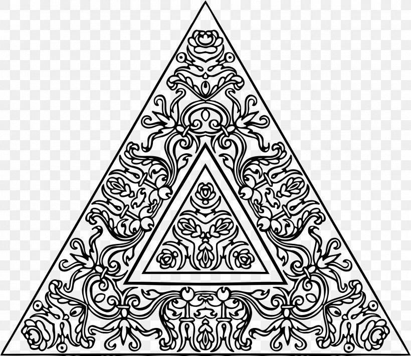 Black And White Triangle Line Art Pattern, PNG, 2400x2082px, Black And White, Area, Art, Drawing, Floral Design Download Free