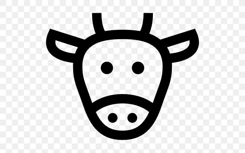 Cow Vector, PNG, 512x512px, Beef, Black And White, Face, Head, Headgear Download Free