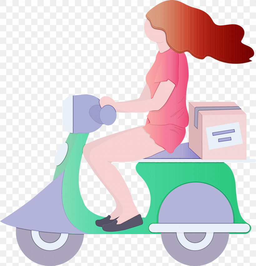 Scooter Vespa Vehicle Riding Toy, PNG, 2892x3000px, Delivery, Girl, Paint, Riding Toy, Scooter Download Free