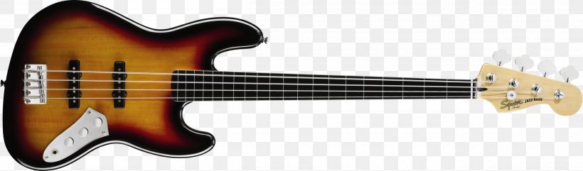 Squier Bass Guitar Fender Jazz Bass Fretless Guitar Sunburst, PNG, 2400x708px, Watercolor, Cartoon, Flower, Frame, Heart Download Free