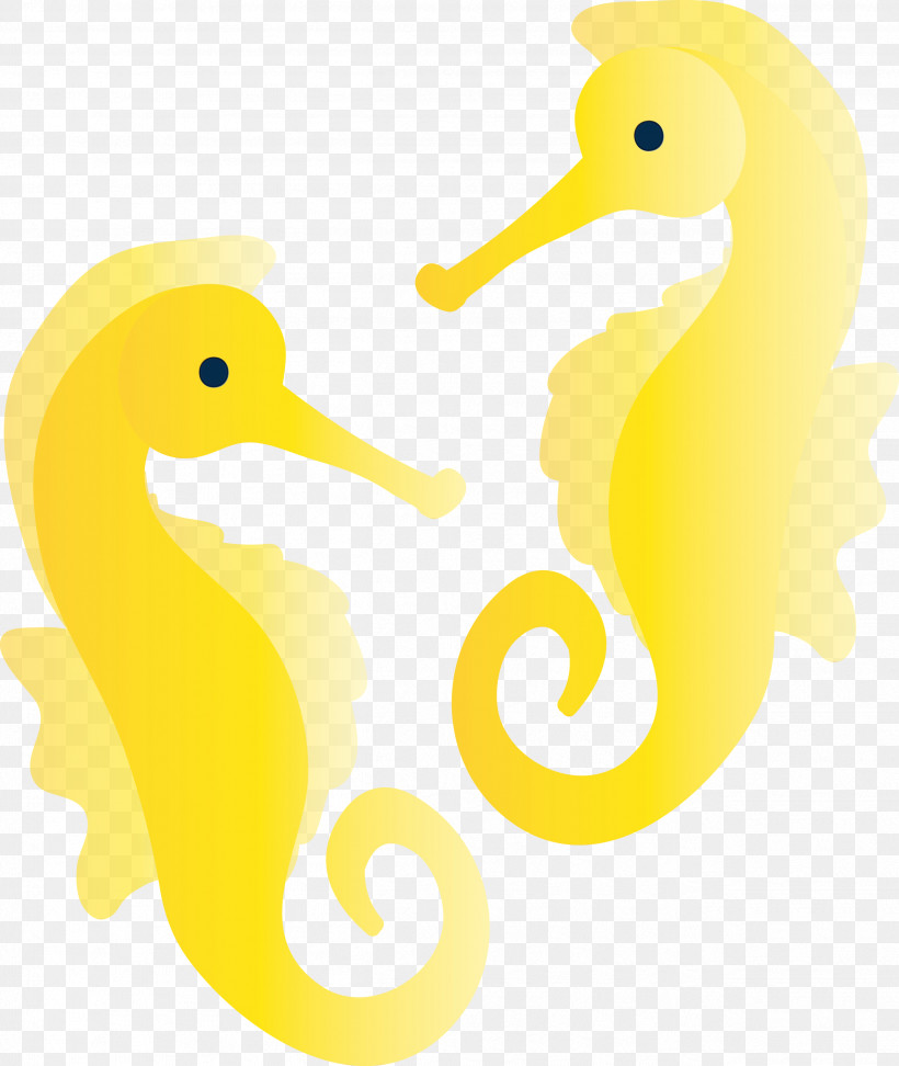 Seahorse Yellow Beak Bird Wildlife, PNG, 2529x3000px, Watercolor, Beak, Bird, Paint, Seahorse Download Free