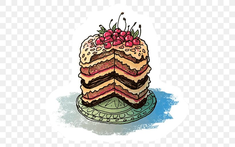 Chocolate Cake Torte Telegram Sticker, PNG, 512x512px, Chocolate Cake, Baked Goods, Birthday, Buttercream, Cake Download Free