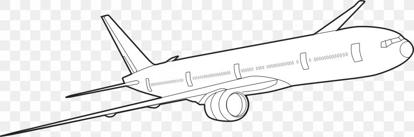 Boeing 777 Airplane Boeing 737 Clip Art, PNG, 2400x796px, Boeing 777, Airliner, Airplane, Black And White, Boeing Download Free
