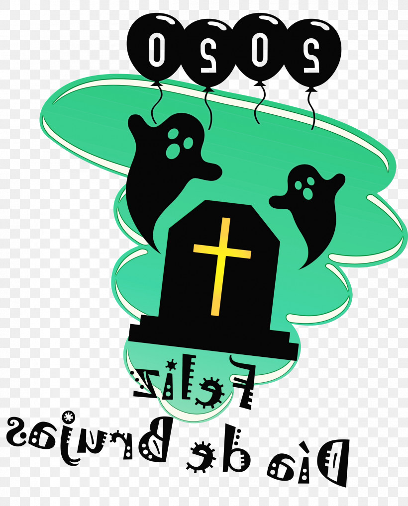 Logo Cartoon Green Recreation Line, PNG, 2416x3000px, Feliz D%c3%ada De Brujas, Area, Cartoon, Green, Happy Halloween Download Free