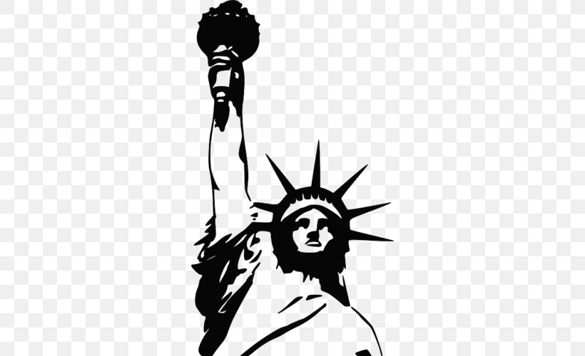 Statue Of Liberty Ellis Island Monument Clip Art, PNG, 500x500px, Statue Of Liberty, Art, Artwork, Black, Black And White Download Free
