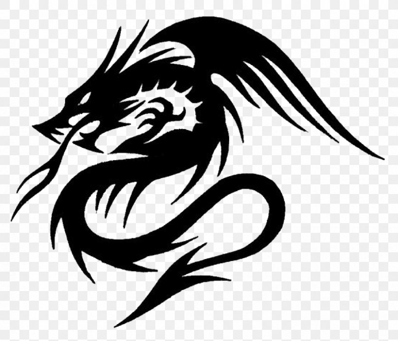 Dragon Tattoo Drawing Clip Art, PNG, 844x724px, Dragon, Art, Black And White, Decal, Devil Download Free