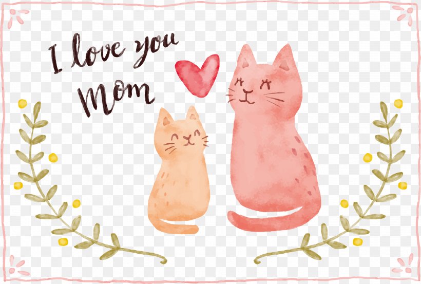 Cat Mother's Day Kitten Love, PNG, 2633x1776px, Cat, Cat Like Mammal, Child, Heart, Illustration Download Free