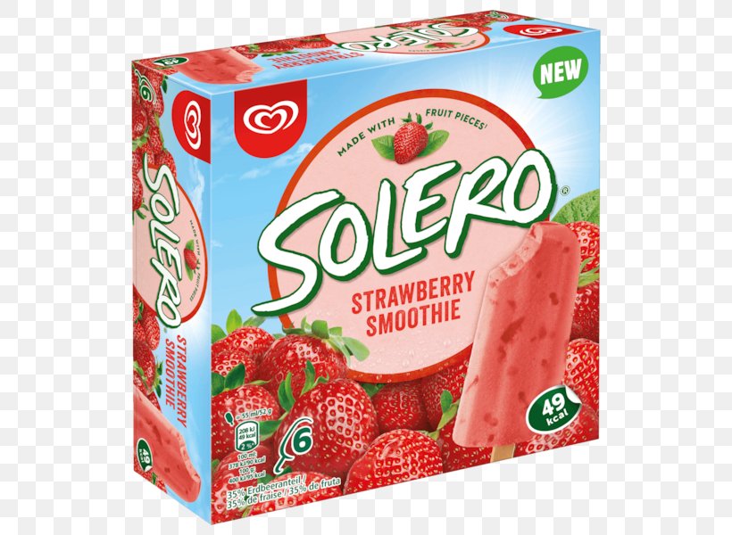 Ice Cream Ola Solero Strawberry Smoothie Van Albert Heijn Wall's, PNG, 600x600px, Ice Cream, Cream, Dessert, Diet Food, Food Download Free