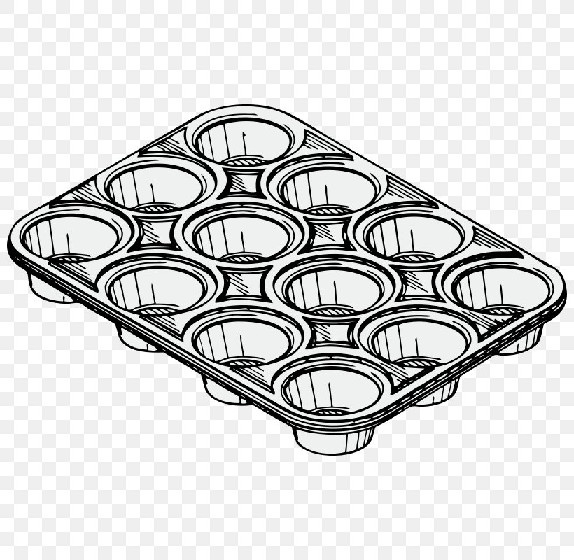 Muffin Tin Cupcake Pancake Clip Art, PNG, 800x800px, Muffin, Baking, Biscuits, Black And White, Bread Download Free