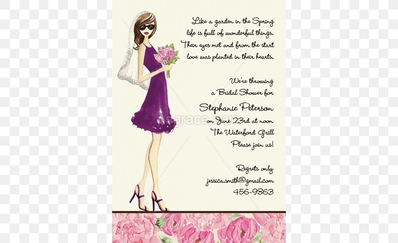 Wedding Invitation Bridal Shower Bride Wedding Dress Greeting & Note Cards, PNG, 500x500px, Wedding Invitation, Bridal Shower, Bride, Bridesmaid, Dress Download Free